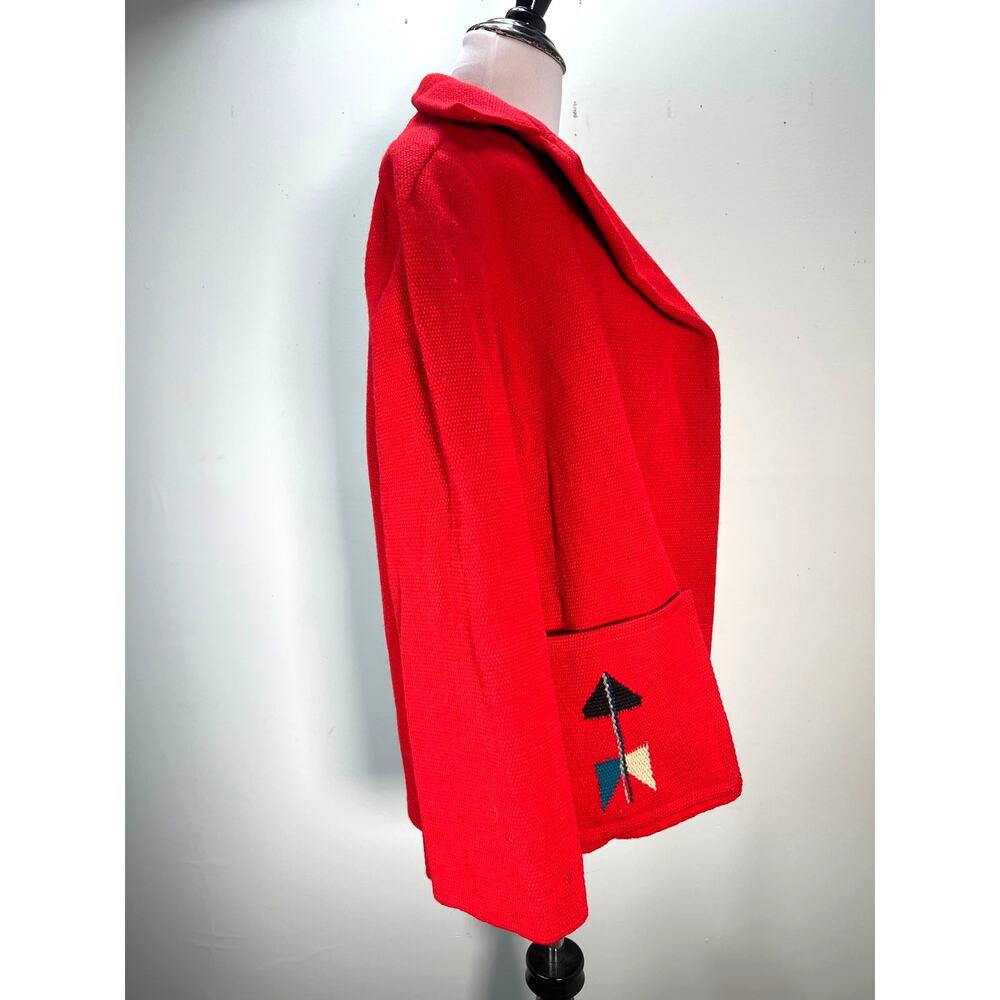 Vtg Chimayo Jacket Medium Red Multicolor Hand Wov… - image 7